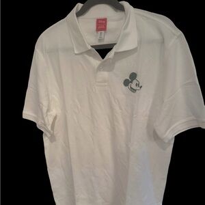 Disney White Polo Shirt with embroidered Mickey head grey new without tags
